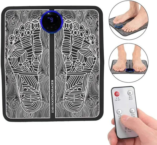 EMS Foot Massager Pad - Rechargeable Foot & Calf Muscle Stimulator, Pain Relief and Relaxation